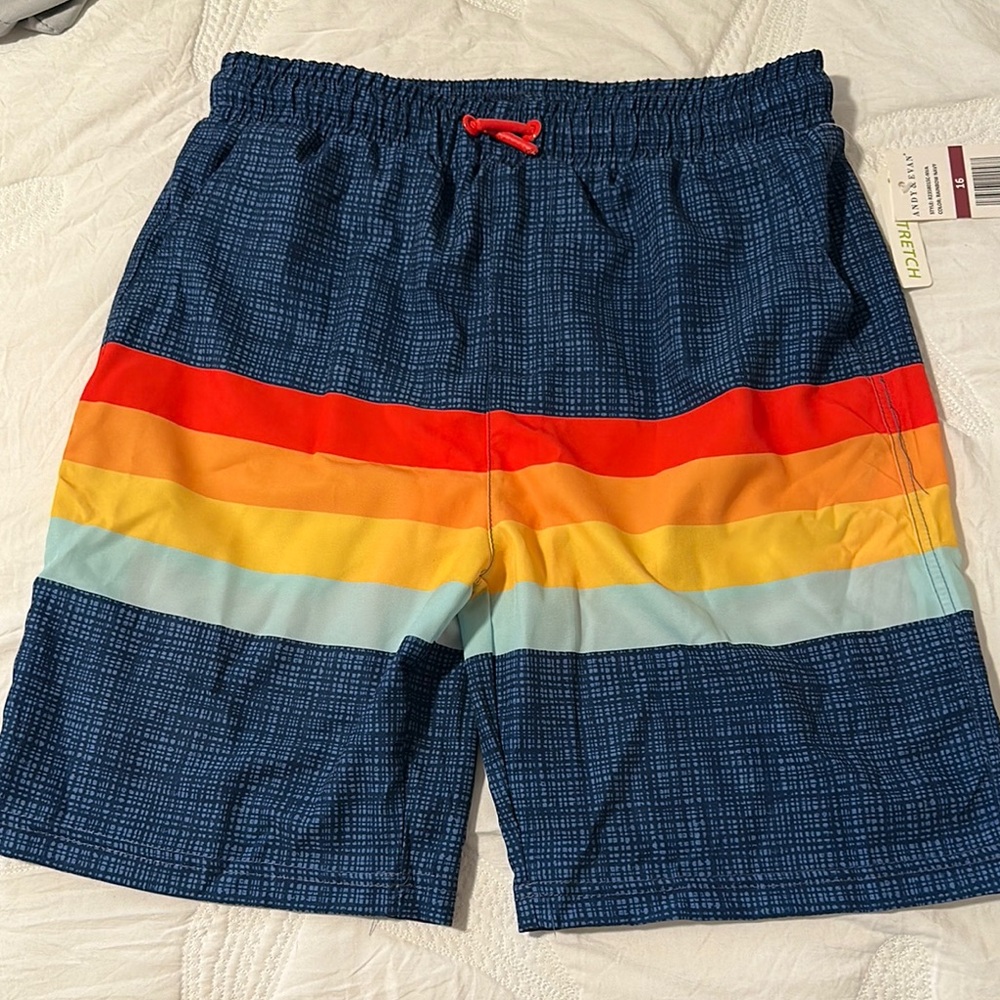 Andy & Evan Navy and Red Swim Shorts